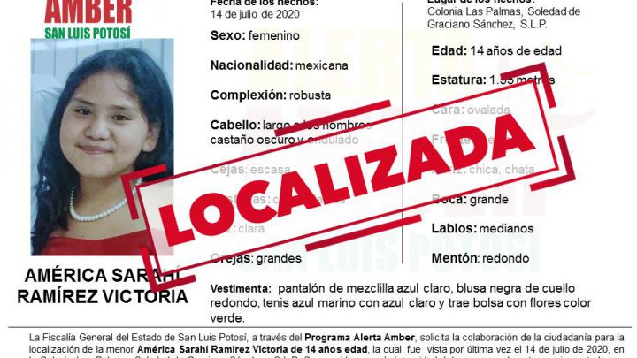 FISCALÍA DESACTIVA ALERTA AMBER DE NIÑA 14 AÑOS DE EDAD EN SGS