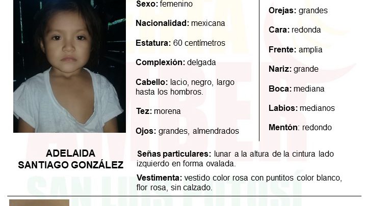 ACTIVA FGE ALERTA AMBER PARA LOCALIZAR A MENOR DE 4 AÑOS DE EDAD