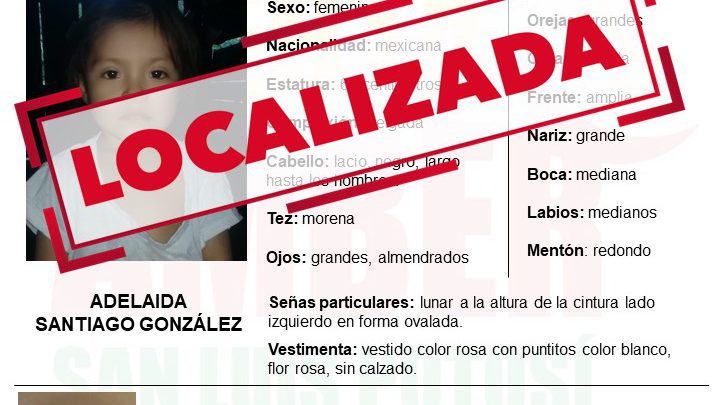 FISCALÍA DESACTIVA ALERTA AMBER DE NIÑA DE 4 AÑOS DE AQUISMÓN