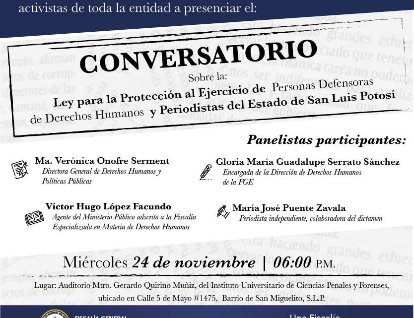 FGE REALIZARÁ CONVERSATORIO SOBRE LEY DE PROTECCIÓN A PERIODISTAS Y ACTIVISTAS DE DDHH FGE REALIZARÁ CONVERSATORIO SOBRE LEY DE PROTECCIÓN A PERIODISTAS Y ACTIVISTAS DE DDHH