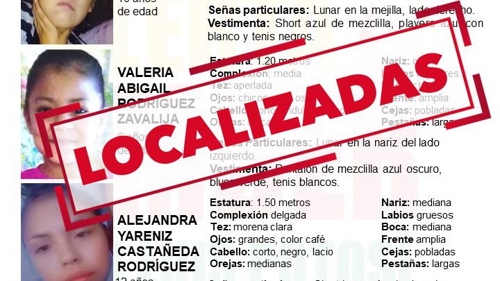ALERTA AMBER LOCALIZA A TRES NIÑAS BUSCADAS EN SLP
