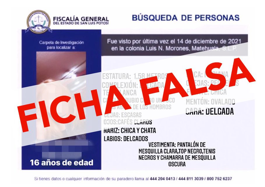 FGE ALERTA A LA CIUDADANÍA POR FICHA DE BÚSQUEDA APÓCRIFA
