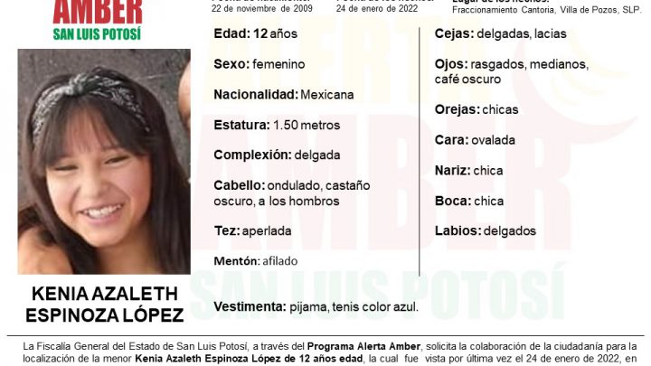 FGE ACTIVA ALERTA AMBER PARA LOCALIZAR A MENOR DE 12 AÑOS