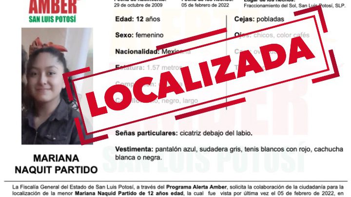 DESACTIVAN ALERTA AMBER POR ADOLESCENTE DE SLP