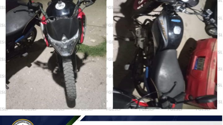 RECUPERAN DOS MOTOCICLETAS CON REPORTE DE ROBO EN SLP