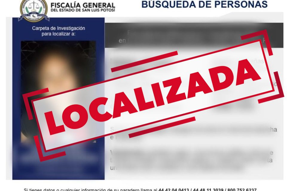 FISCALÍA LOCALIZA A UNA MENOR DE EDAD Y DOS ADULTOS BUSCADOS EN SLP FISCALÍA LOCALIZA A UNA MENOR DE EDAD Y DOS ADULTOS BUSCADOS EN SLP
