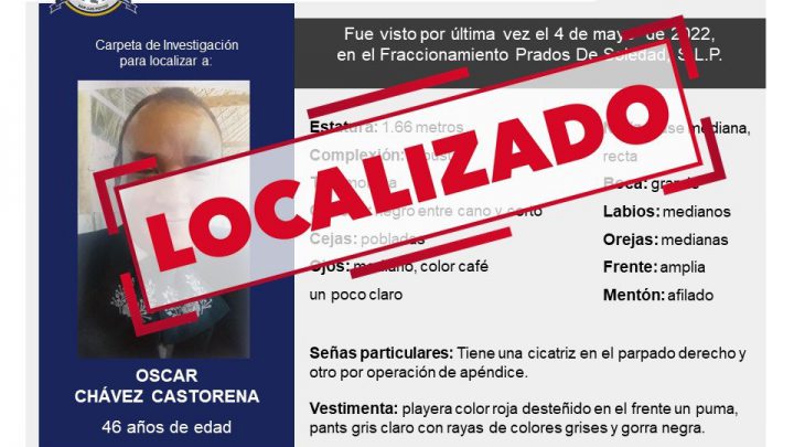 FISCALÍA LOCALIZA A DOS HOMBRES QUE CONTABAN CON FICHA DE BÚSQUEDA EN SLP