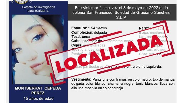 LOCALIZA FGE A UNA ADOLESCENTE CON FICHA DE BÚSQUEDA EN SGS