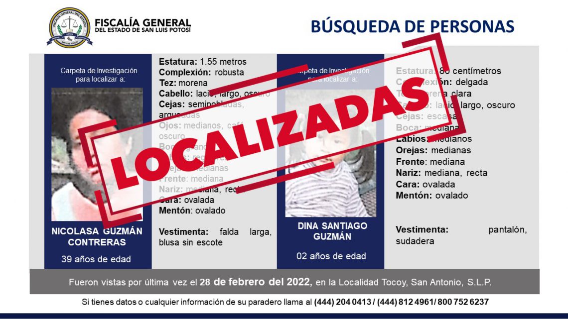 LOCALIZA FISCALÍA A UNA MADRE Y SU HIJA; TAMBIEN A UNA ADOLESCENTE LOCALIZA FISCALÍA A UNA MADRE Y SU HIJA; TAMBIEN A UNA ADOLESCENTE