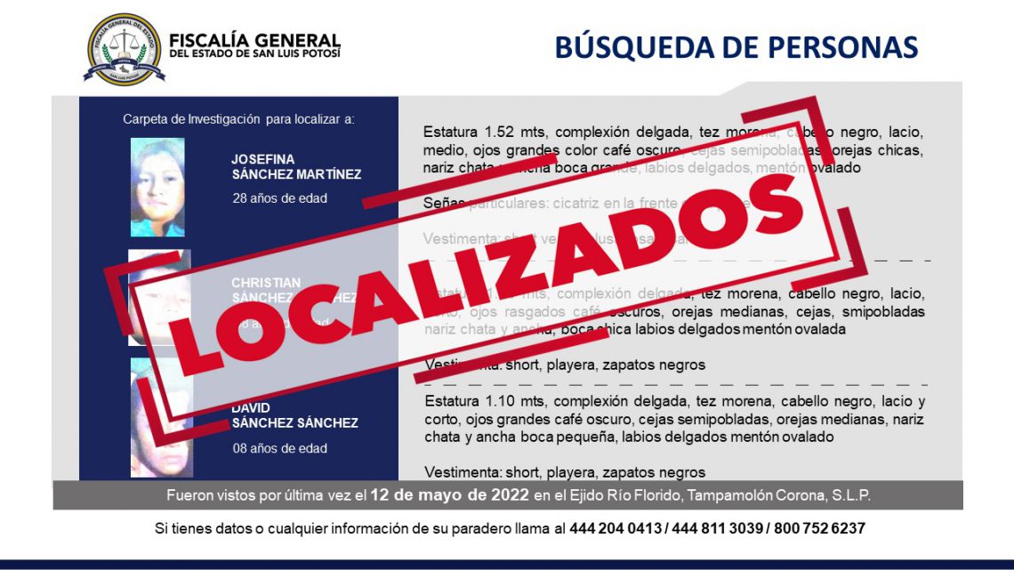 FISCALÍA LOCALIZA A UNA MUJER Y A SUS DOS NIÑOS EN TAMPAMOLÓN FISCALÍA LOCALIZA A UNA MUJER Y A SUS DOS NIÑOS EN TAMPAMOLÓN