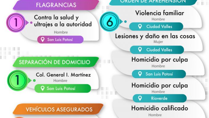 SEIS HOMBRES Y UNA MUJER APREHENDIDOS POR HOMICIDIOS, LESIONES, DAÑOS Y VIOLENCIA FAMILIAR