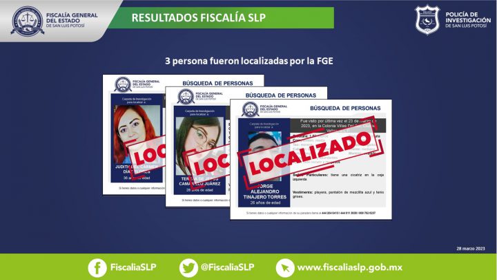 LOCALIZA FISCALÍA A 3 PERSONAS CON FICHA DE BÚSQUEDA EN SLP
