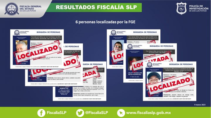 FGE LOCALIZA A CINCO HOMBRES Y UNA ADOLESCENTE CON FICHAS DE BÚSQUEDA