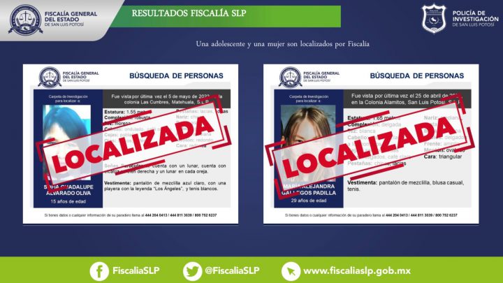FISCALÍA LOCALIZA A UNA ADOLESCENTE Y A UNA MUJER