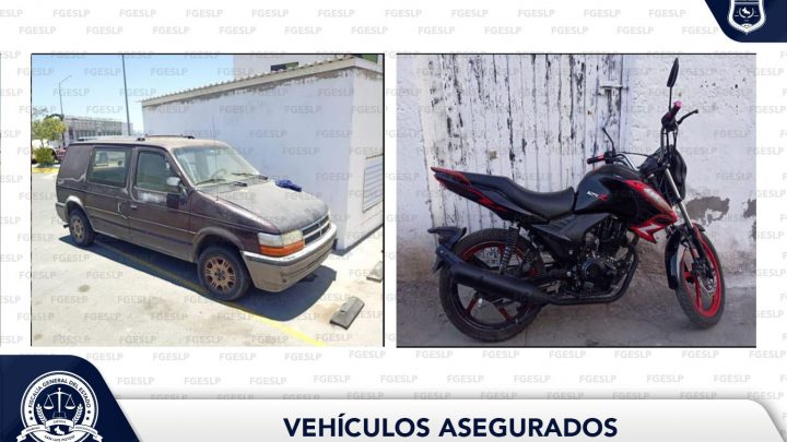 FGESLP RECUPERA UNA CAMIONETA Y UNA MOTOCICLETA CON REPORTES DE ROBO