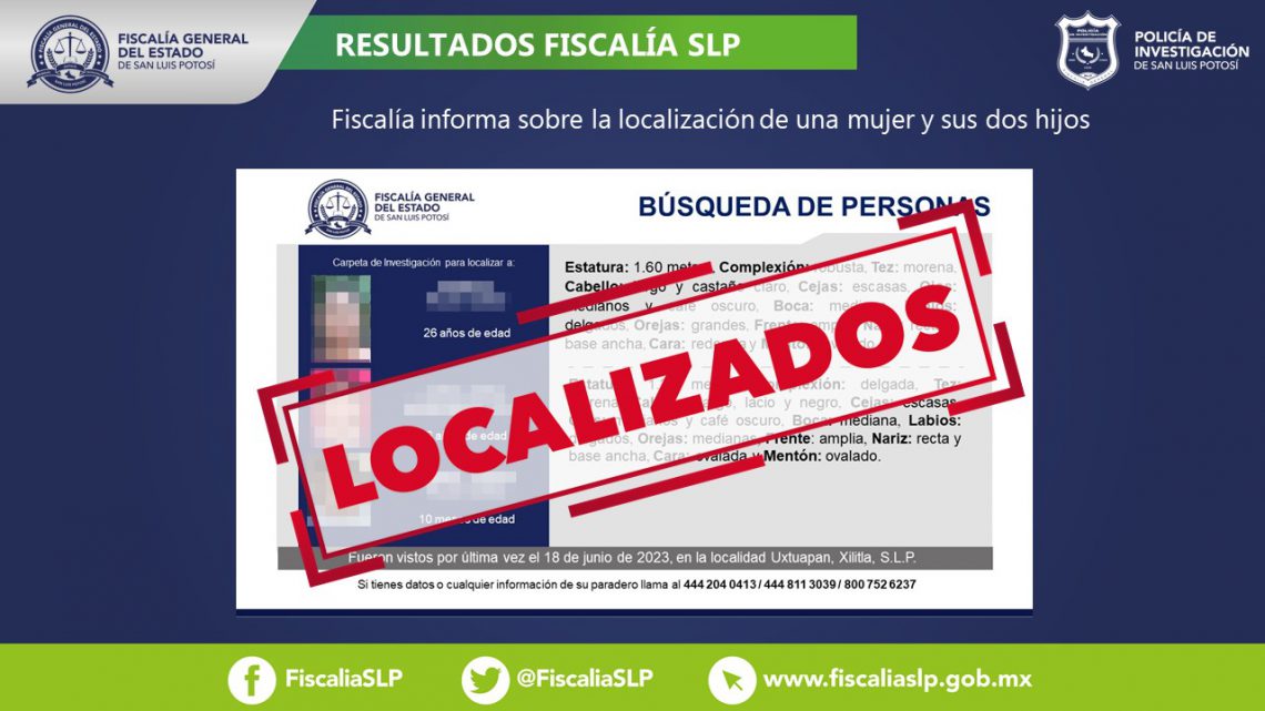 FISCALÍA INFORMA SOBRE LA LOCALIZACIÓN DE UNA MUJER Y SUS DOS HIJOS FISCALÍA INFORMA SOBRE LA LOCALIZACIÓN DE UNA MUJER Y SUS DOS HIJOS