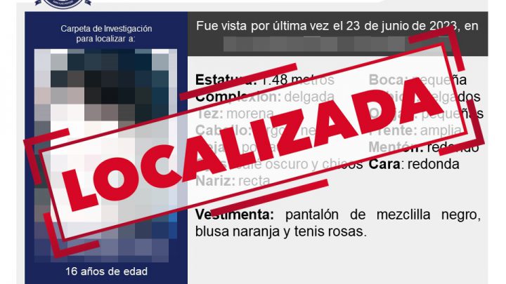 EN LA HUASTECA, FISCALÍA POTOSINA LOCALIZA A UNA ADOLESCENTE QUE CONTABA CON FICHA DE BÚSQUEDA