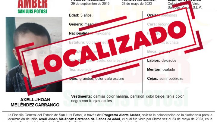 INFORMA FISCALÍA SOBRE LOCALIZCIÓN DE UN NIÑO DE 3 AÑOS QUE CONTABA CON ALERTA AMBER
