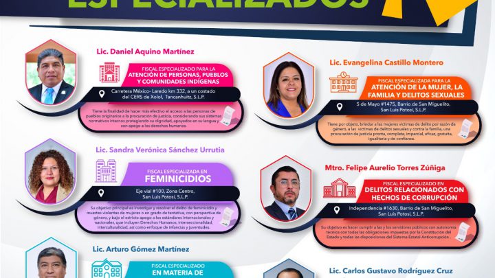 EN SLP, SEIS FISCALÍAS ESPECIALIZADAS ATIENDEN A LA CIUDADANÍA Y COMBATEN EL DELITO