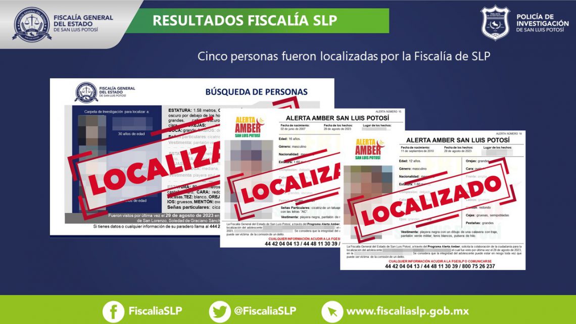 UNA MADRE Y SUS DOS HIJOS; Y DOS ADOLESCENTES CON ALERTA AMBER, FUERON LOCALIZADOS POR FISCALÍA SLP UNA MADRE Y SUS DOS HIJOS; Y DOS ADOLESCENTES CON ALERTA AMBER, FUERON LOCALIZADOS POR FISCALÍA SLP