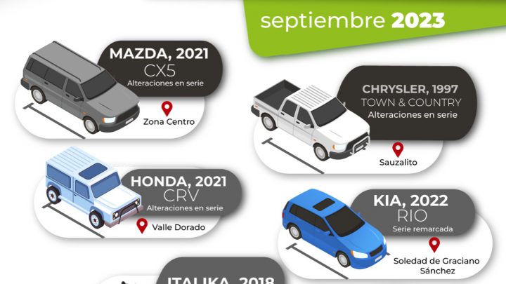 EN LA CAPITAL POTOSINA, PDI ASEGURA CUATRO VEHÍCULOS CON ALTERACIÓN DE SERIE