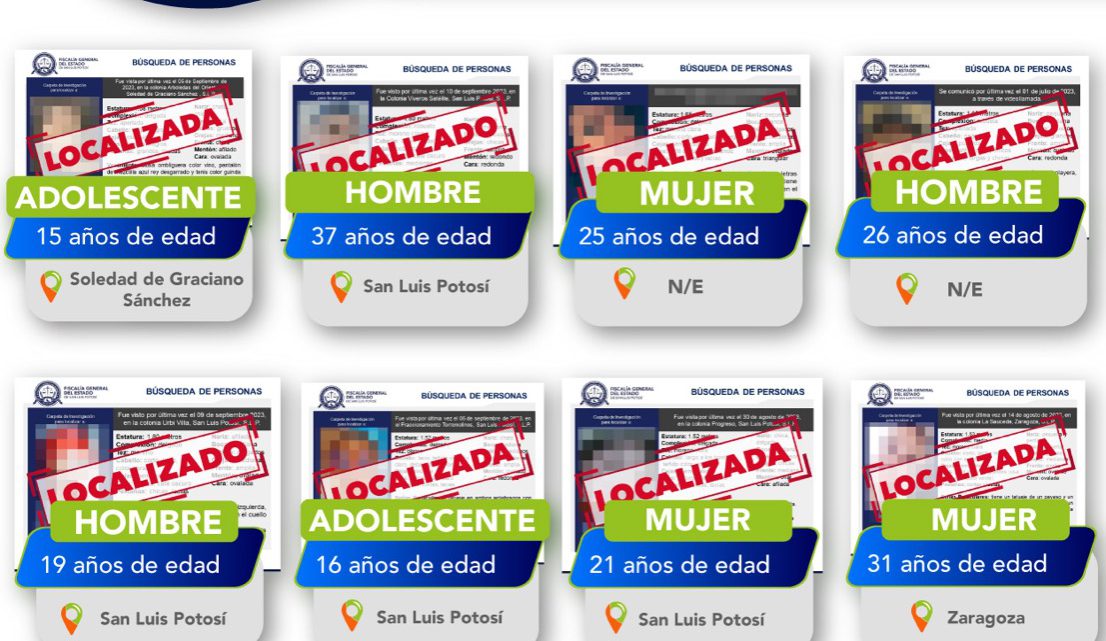 DOS ADOLESCENTES Y SEIS ADULTOS FUERON LOCALIZADOS: FGESLP DOS ADOLESCENTES Y SEIS ADULTOS FUERON LOCALIZADOS: FGESLP