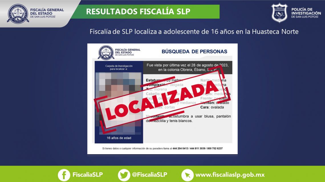FISCALÍA  LOCALIZA A UNA ADOLESCENTE CON FICHA DE BÚSQUEDA