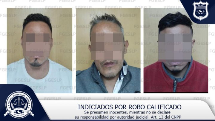 FISCALÍA DE SLP DETIENE A TRES SUJETOS TRAS ROBO VIOLENTO