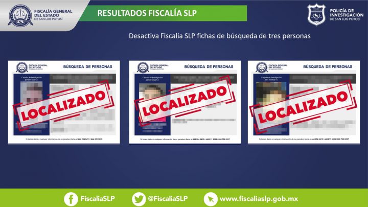 FISCALÍA POTOSINA LOCALIZA A TRES HOMBRES QUE CONTABAN CON FICHA DE BÚSQUEDA