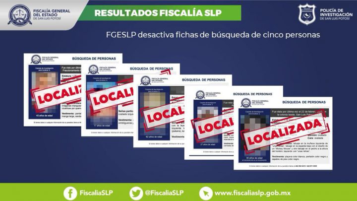 LOCALIZA FISCALÍA POTOSINA A UNA ADOLESCENTE, TRES MUJERES Y UN HOMBRE