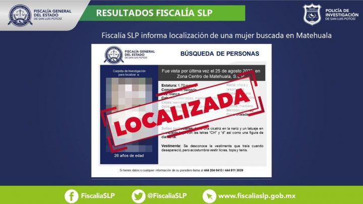 LOCALIZA PDI A MUJER QUE ERA BUSCADA EN MATEHUALA