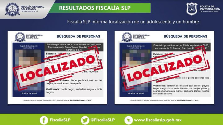 SANOS Y A SALVO, FISCALÍA LOCALIZA A UN ADOLESCENTE Y UN HOMBRE