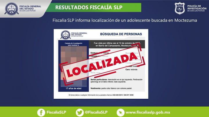 ADOLESCENTE REGRESA CON SU FAMILIA AL SER LOCALIZADA POR LA POLICÍA INVESTIGADORA