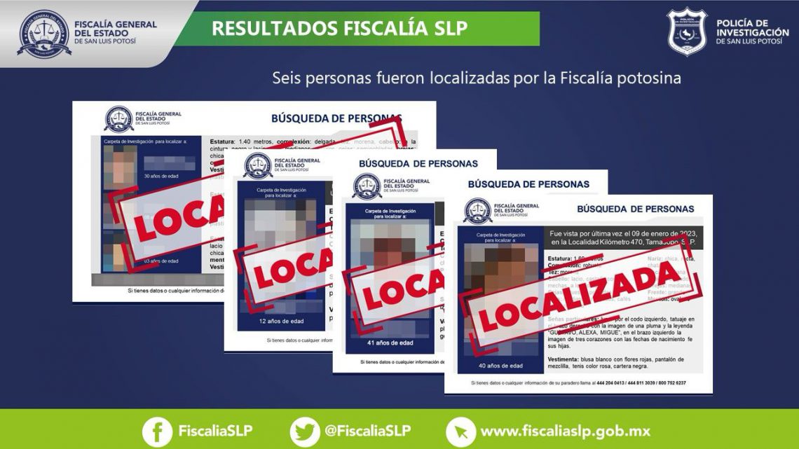 A TRAVÉS DE ACCIONES EMPRENDIDAS POR LA PDI, SEIS PERSONAS FUERON UBICADAS: FGESLP A TRAVÉS DE ACCIONES EMPRENDIDAS POR LA PDI, SEIS PERSONAS FUERON UBICADAS: FGESLP