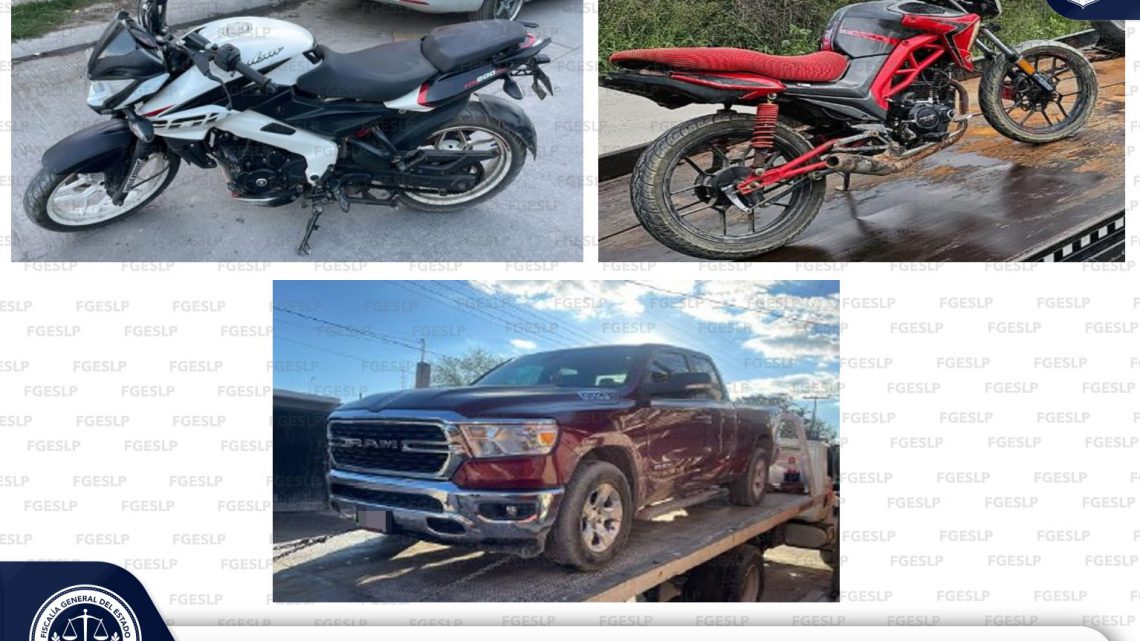 RECUPERA POLICÍA DE INVESTIGACIÓN DOS MOTOCICLETAS Y UNA CAMIONETA EN SLP RECUPERA POLICÍA DE INVESTIGACIÓN DOS MOTOCICLETAS Y UNA CAMIONETA EN SLP