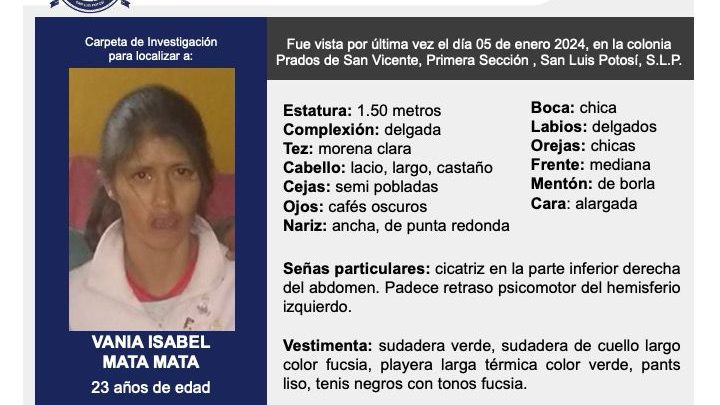 ACTIVA FGESLP FICHA DE BÚSQUEDA PARA LOCALIZAR A MUJER DE 23 AÑOS EN TERRITORIO POTOSINO