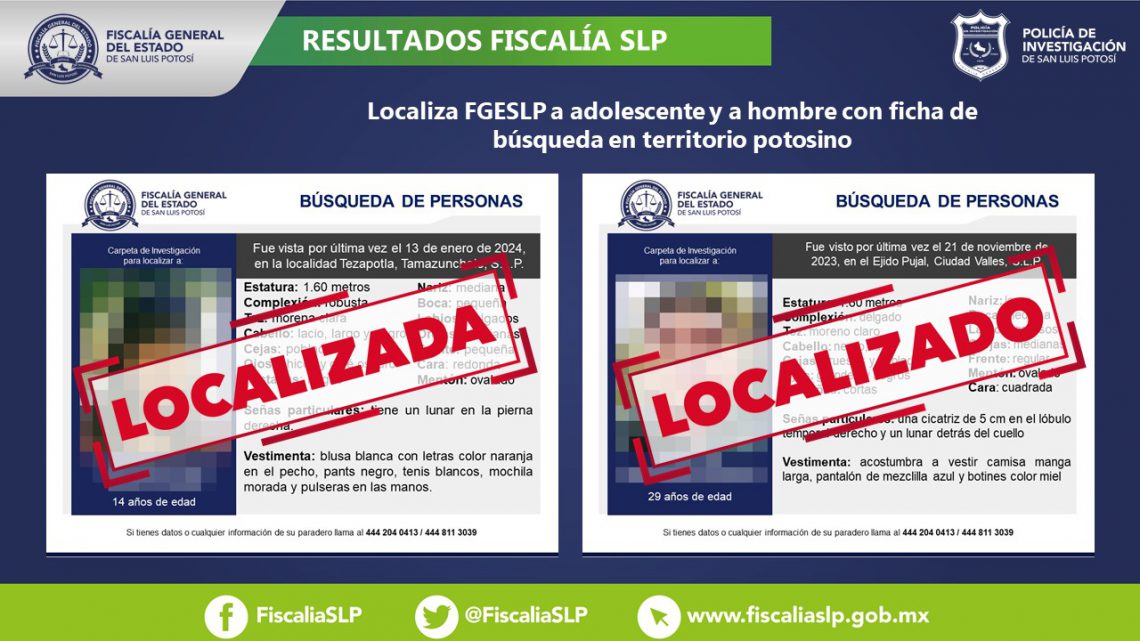 DESACTIVA FISCALÍA POTOSINA FICHAS DE BÚSQUEDA DE UNA ADOLESCENTE Y UN HOMBRE DESACTIVA FISCALÍA POTOSINA FICHAS DE BÚSQUEDA DE UNA ADOLESCENTE Y UN HOMBRE