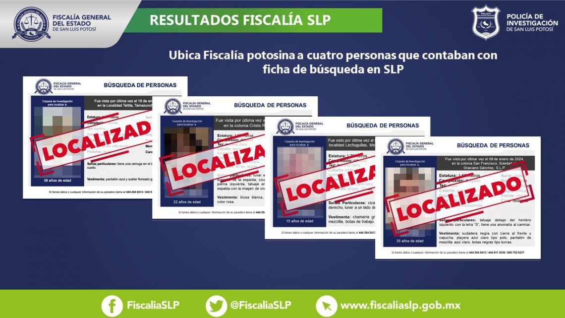 FGESLP LOCALIZA A CUATRO PERSONAS EN TERRITORIO POTOSINO