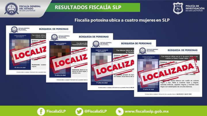 LOCALIZA FISCALÍA POTOSINA A CUATRO MUJERES EN SLP
