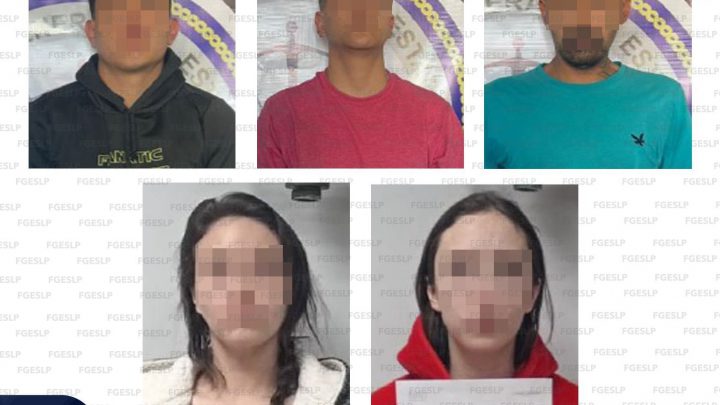 EN FLAGRANCIA, CAPTURA FISCALÍA POTOSINA A TRES HOMBRES Y DOS MUJERES