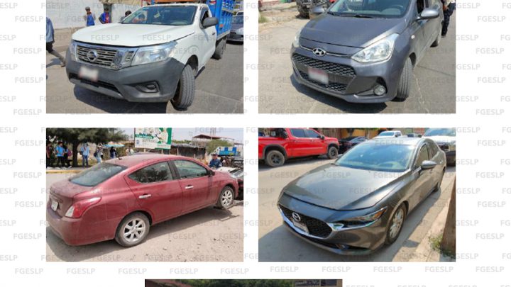 FISCALÍA DE SLP ASEGURA SIETE VEHÍCULOS EN OPERATIVO RASTREADOR DESPLEGADO EN LA ZONA MEDIA