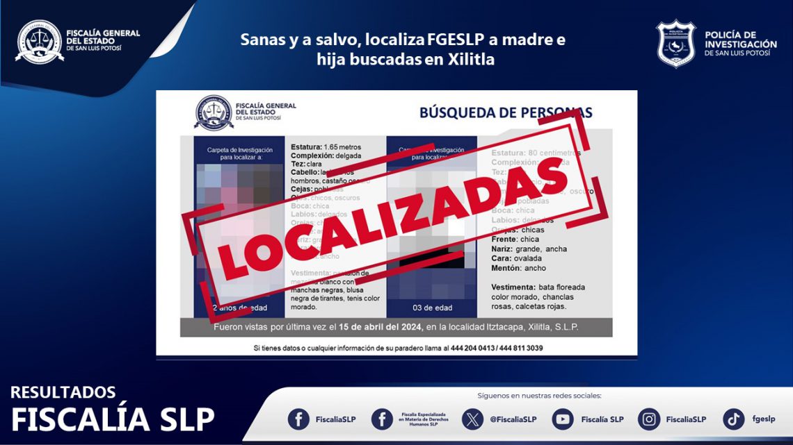 EN XILITLA, AGENTES DE LA FGESLP LOCALIZAN A MADRE E HIJA CON FICHA DE BÚSQUEDA EN XILITLA, AGENTES DE LA FGESLP LOCALIZAN A MADRE E HIJA CON FICHA DE BÚSQUEDA