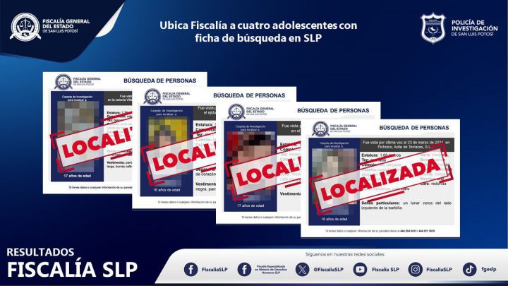 SANOS Y SALVOS, LOCALIZA FGESLP A CUATRO ADOLESCENTES EN TERRITORIO POTOSINO