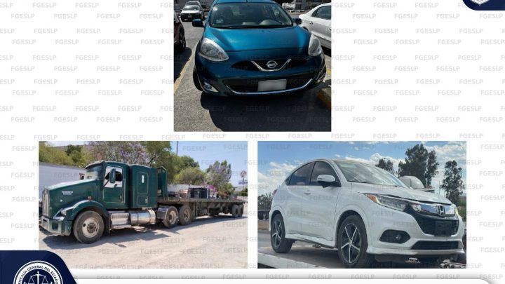 RECUPERA FISCALÍA POTOSINA UN TRACTOCAMIÓN Y DOS VEHÍCULOS CON REPORTE DE ROBO