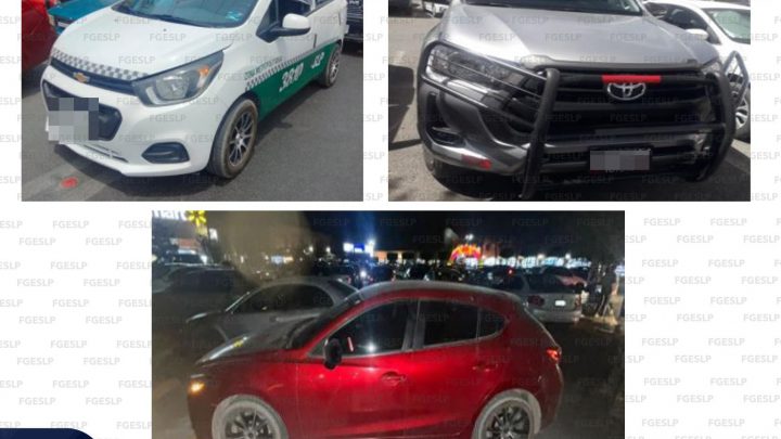 EN LA CAPITAL DE SLP, POLICÍA DE FISCALÍA ASEGURÓ TRES VEHÍCULOS POR ROBO Y SERIE ALTERADA