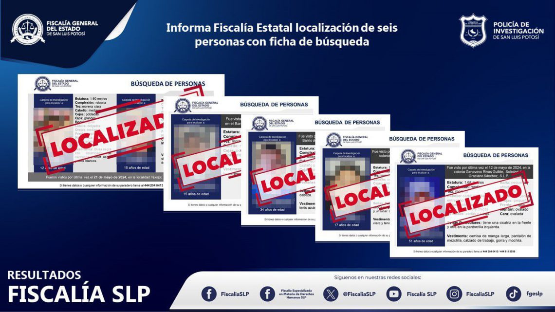 INFORMA FISCALÍA POTOSINA LOCALIZACIÓN DE CUATRO ADOLESCENTES Y DOS ADULTOS EN SLP