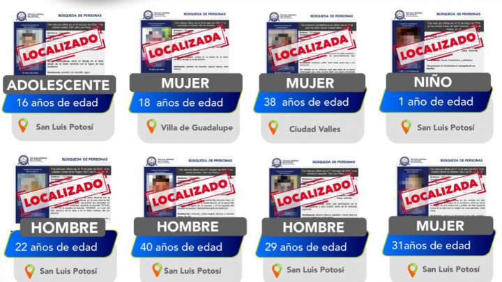 A TRAVÉS DEL PROTOCOLO HOMOLOGADO DE BÚSQUEDA, FISCALÍA POTOSINA LOCALIZA A NUEVE PERSONAS EN SLP