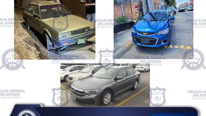 FISCALÍA POTOSINA ASEGURA EN LA CAPITAL TRES VEHÍCULOS CON REPORTE DE ROBO