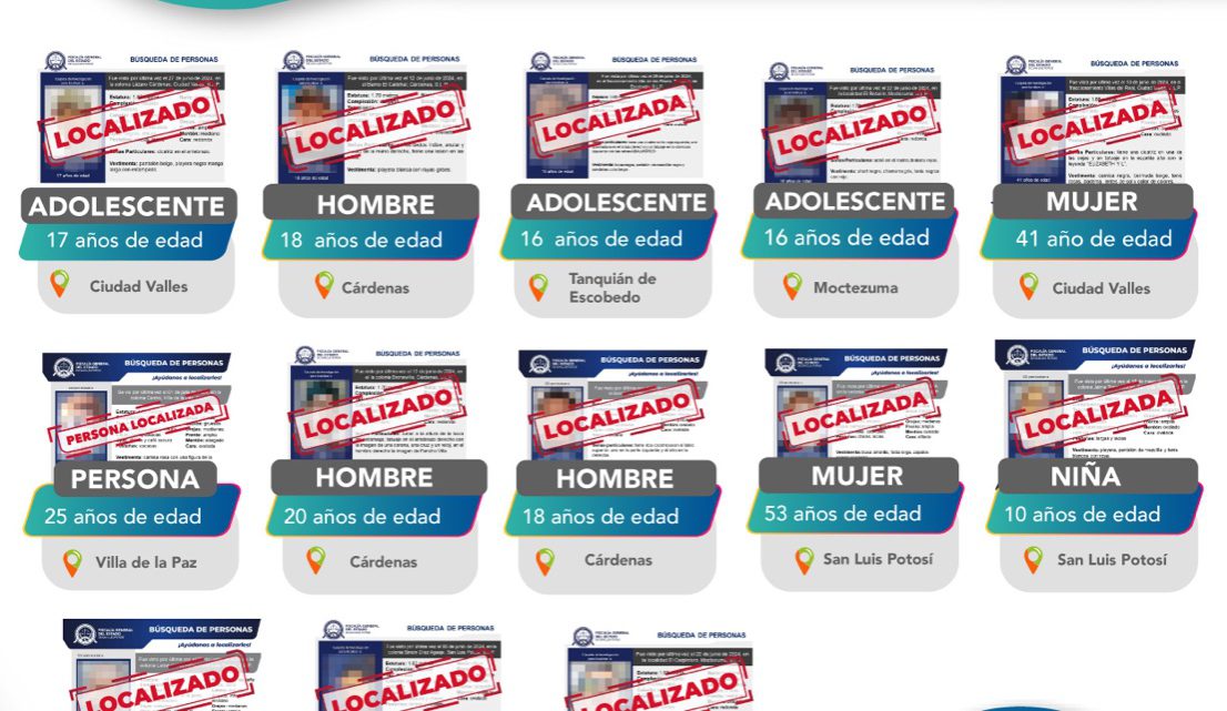 LOCALIZA FGESLP A 13 PERSONAS CON FICHA DE BÚSQUEDA