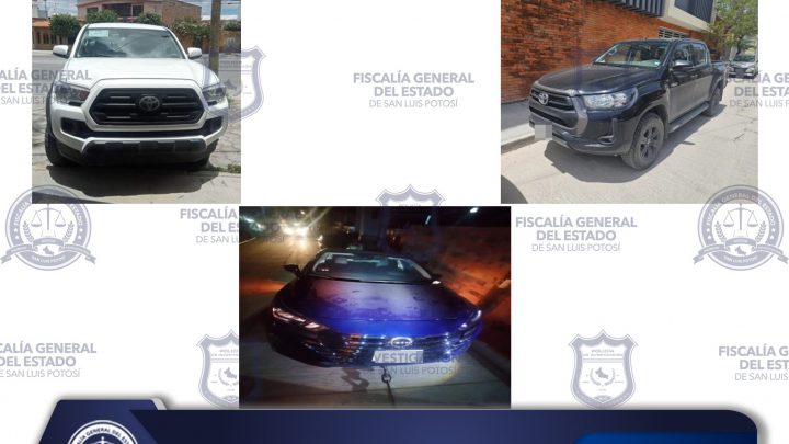 FISCALÍA POTOSINA ASEGURA TRES VEHÍCULOS EN LA CAPITAL